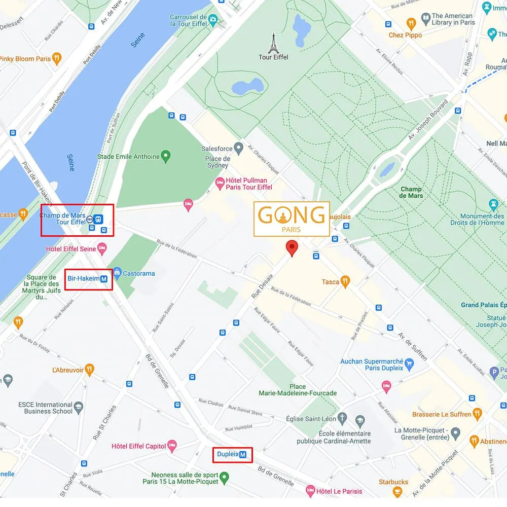 Carte de GONG Paris près de la Tour Eiffel